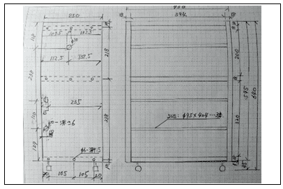 本棚の手書き図面